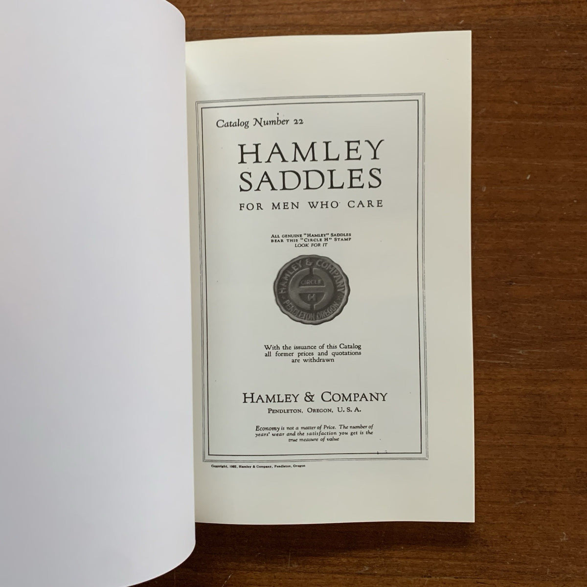 1922 Hamley & Company Saddles Catalog No. 22 Cowboy Outfitters
