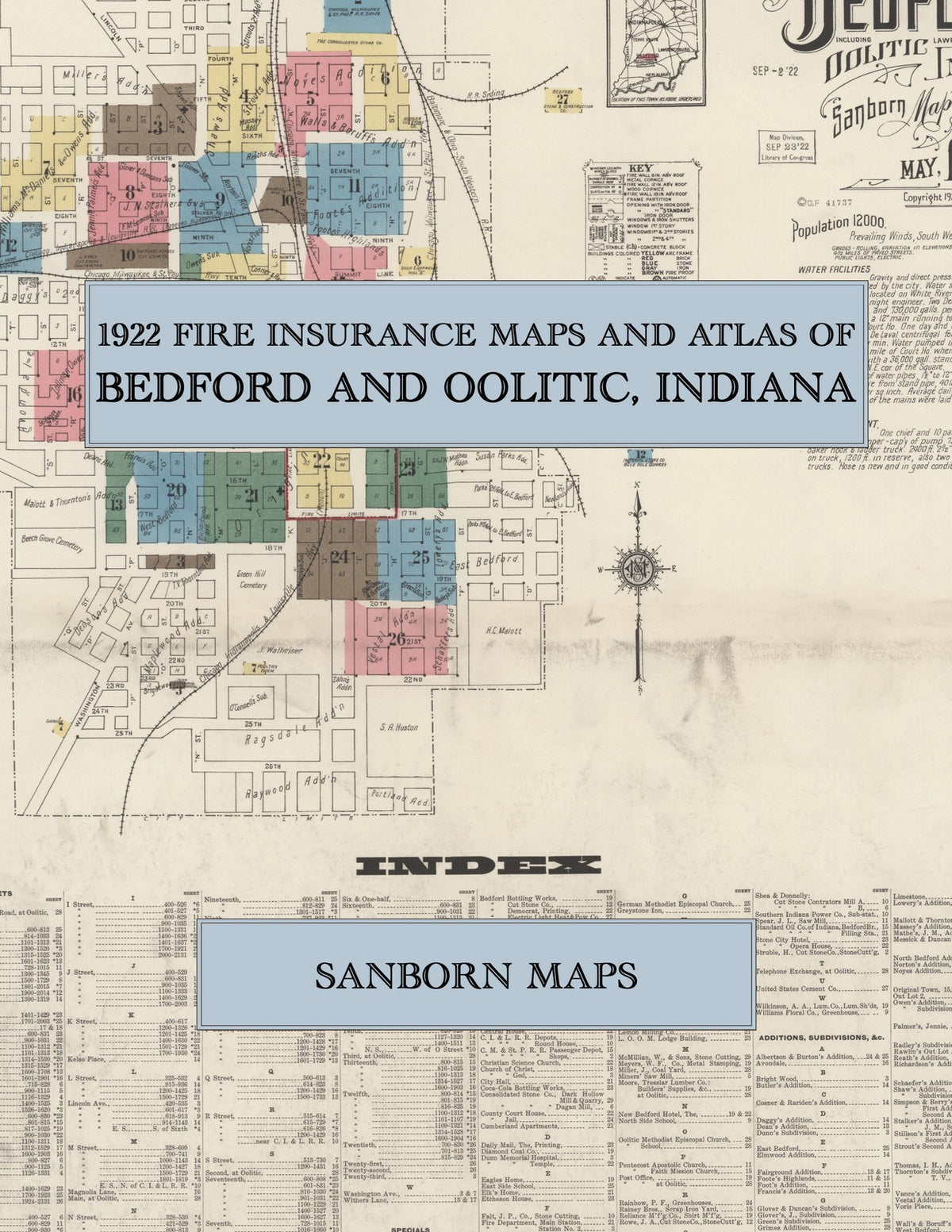 1922 Fire Insurance Maps and Atlas of Bedford and Oolitic, Indiana