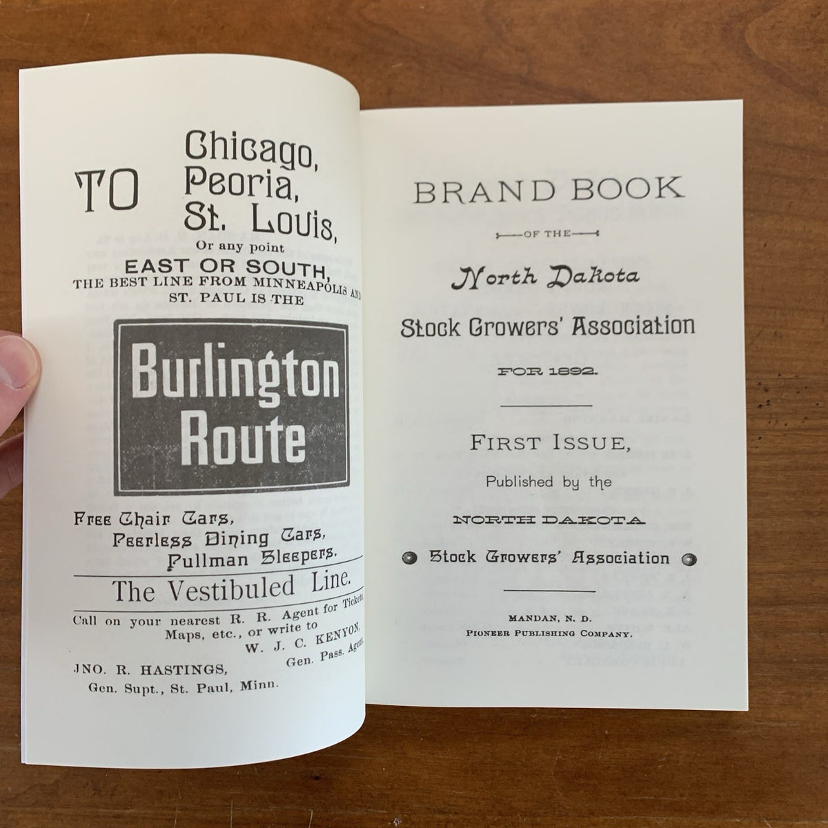 1892 Brand Book of the North Dakota Stockgrowers’ Association