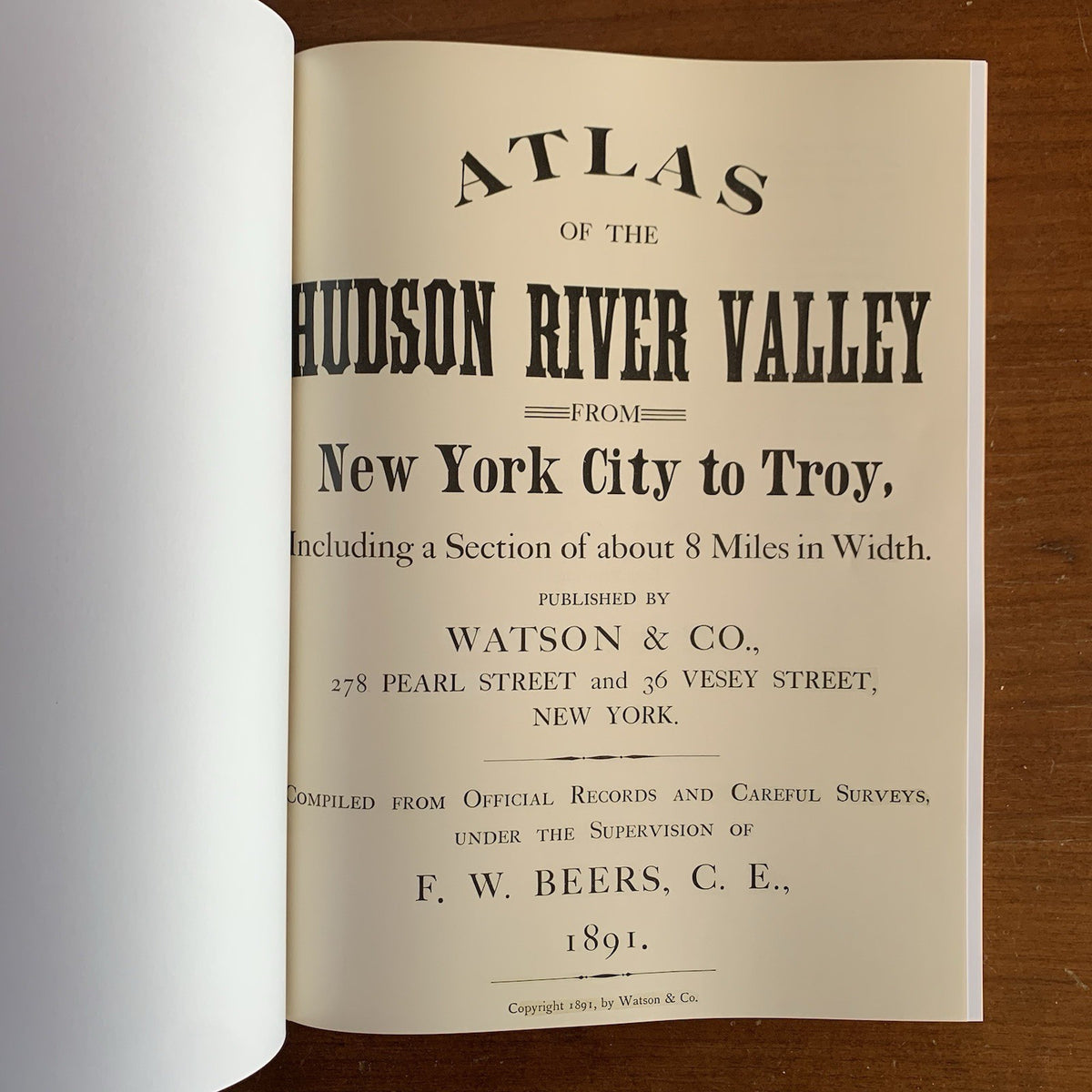1891 Atlas of the Hudson River Valley New York City to Troy