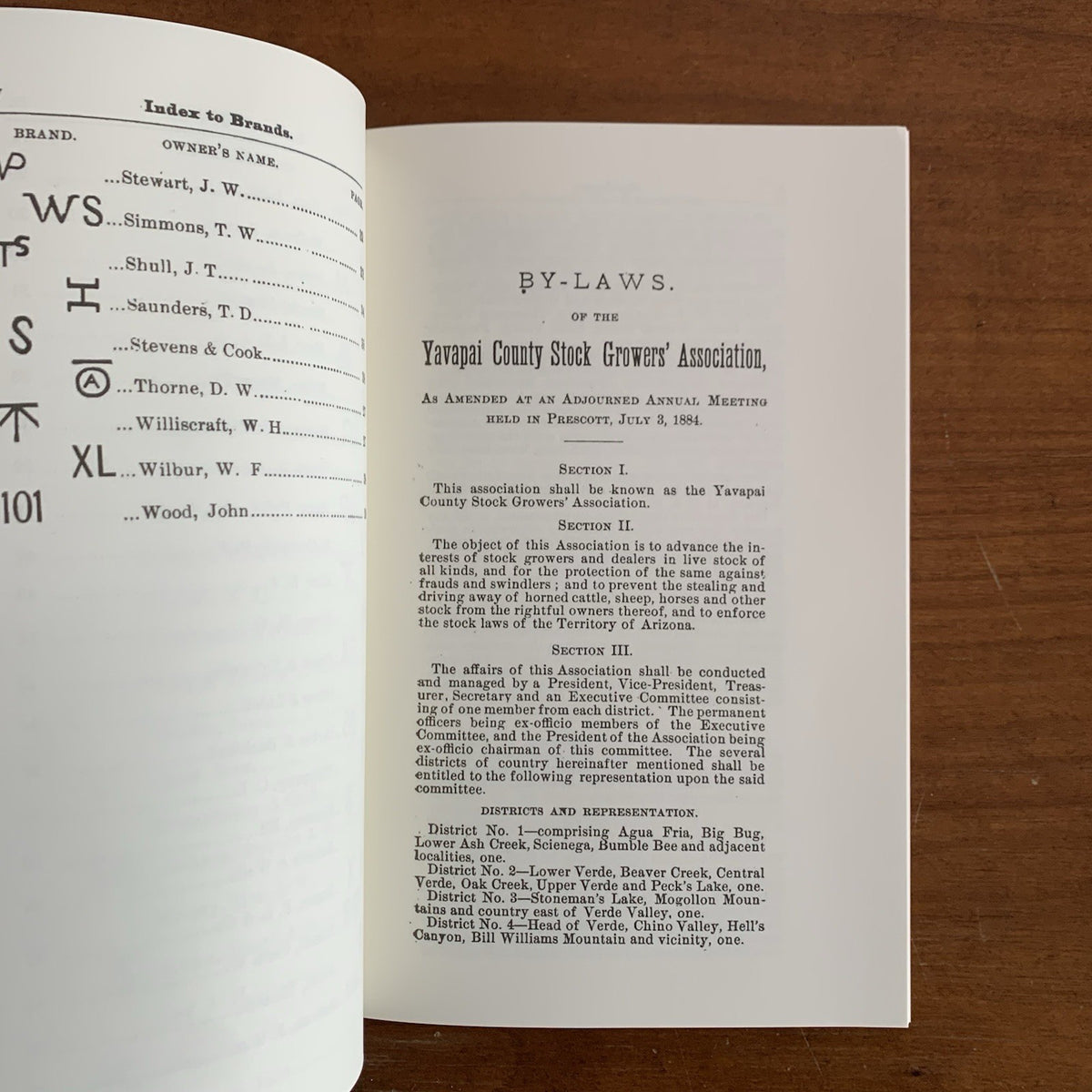 1885 Brand Book of Yavapai County [Arizona] Stock Growers’ Association