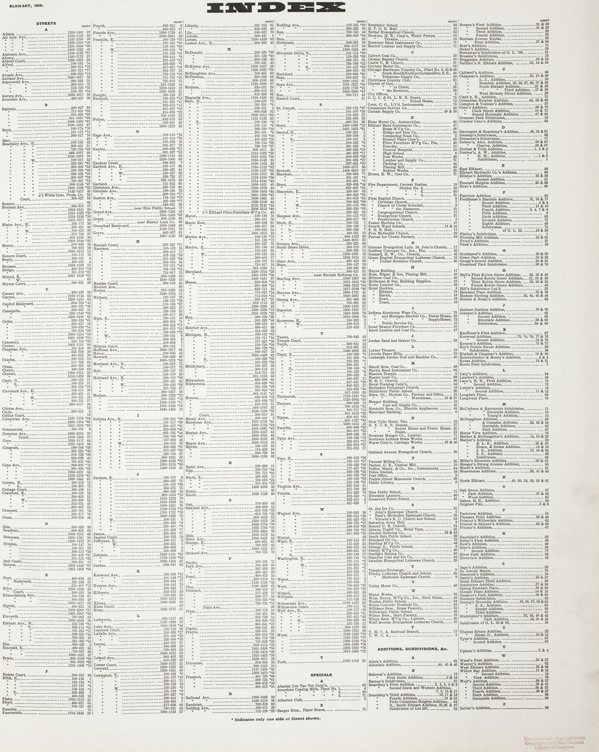 1927 Fire Insurance Maps and Atlas of Elkhart, Indiana
