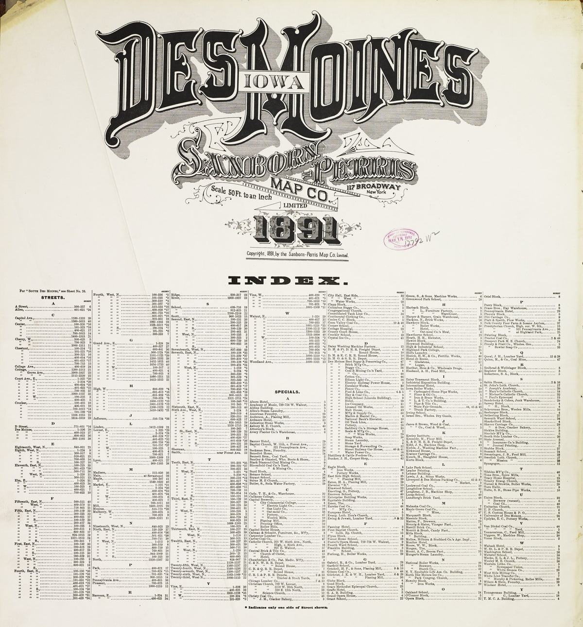 1891 Fire Insurance Maps and Atlas of Des Moines, Iowa