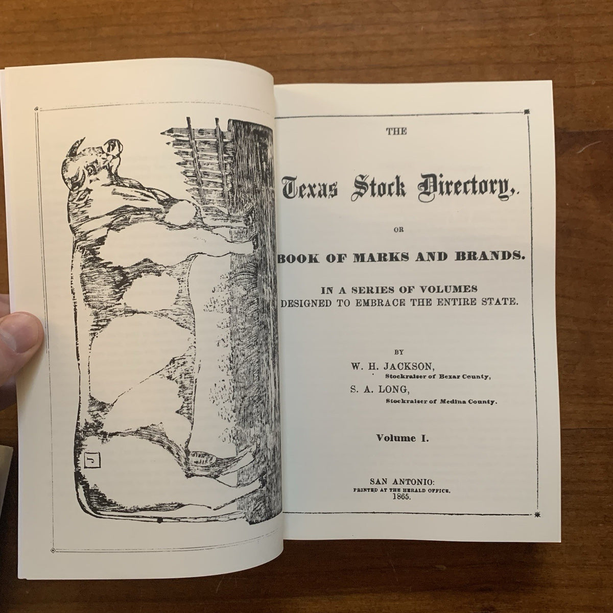 1865 Texas Cattle Brand Book — Stock Directory, or Book of Marks and Brands