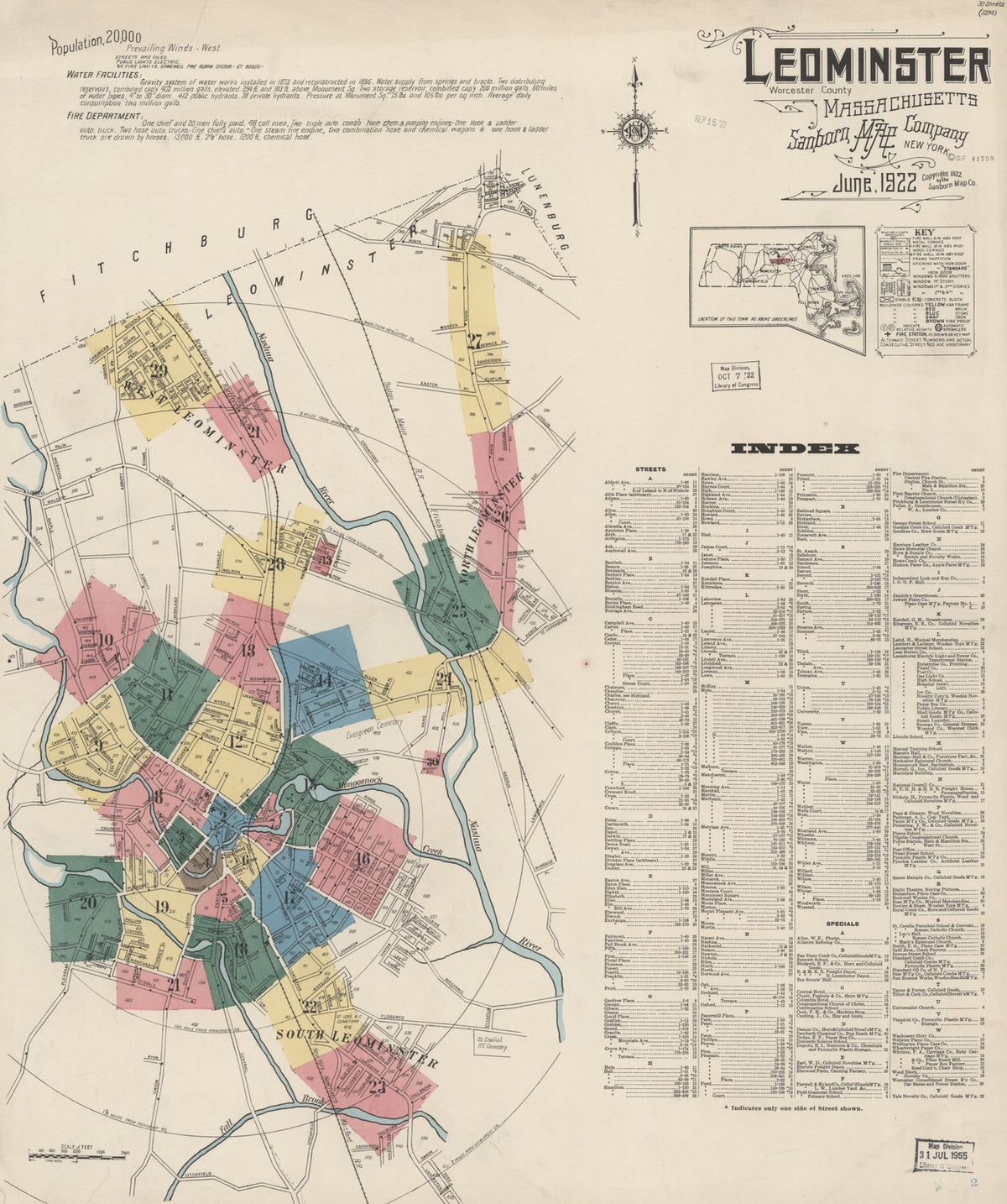 1922 Fire Insurance Maps and Atlas of Leominster, Massachusetts