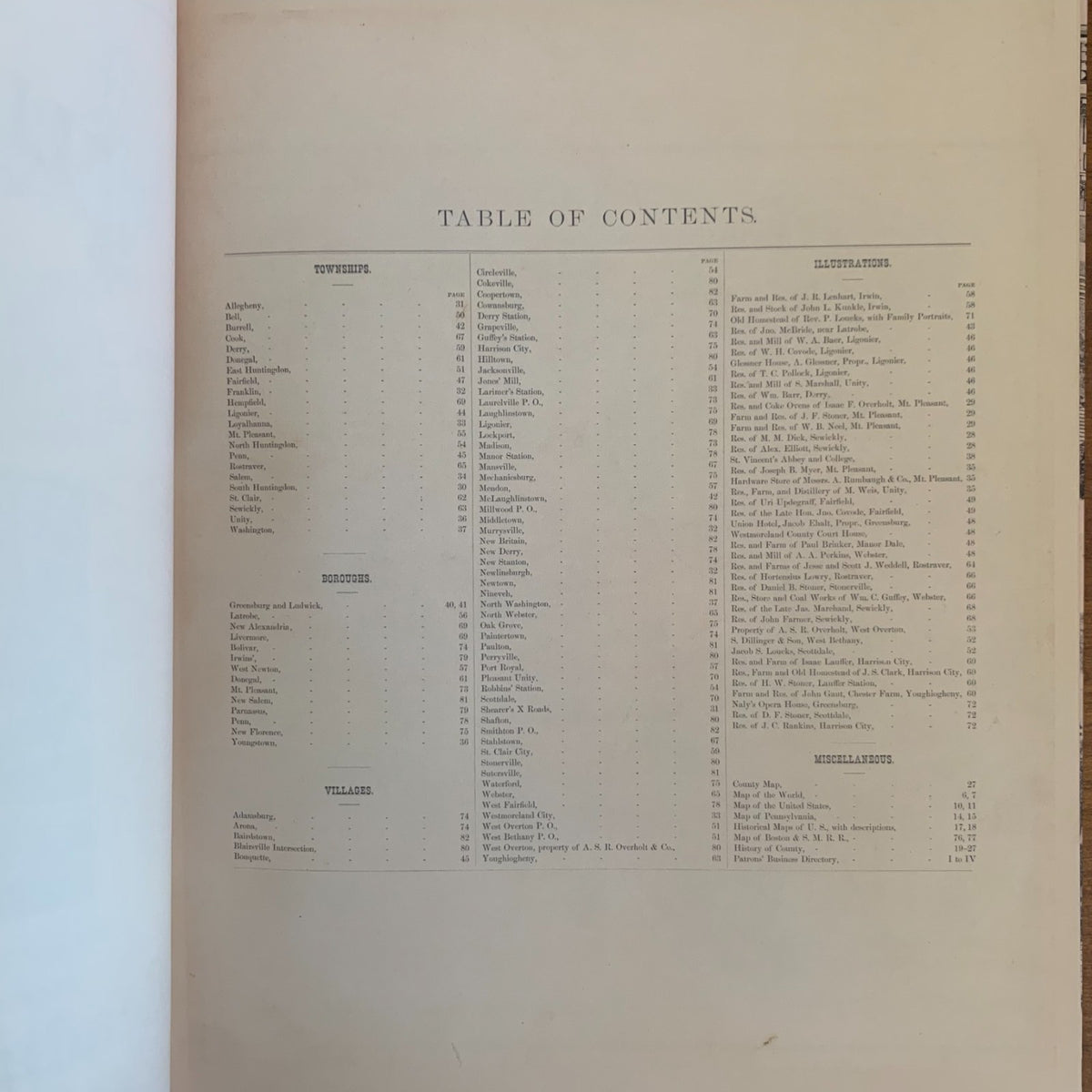 1876 New Illustrated Atlas of Westmoreland County, Pennsylvania