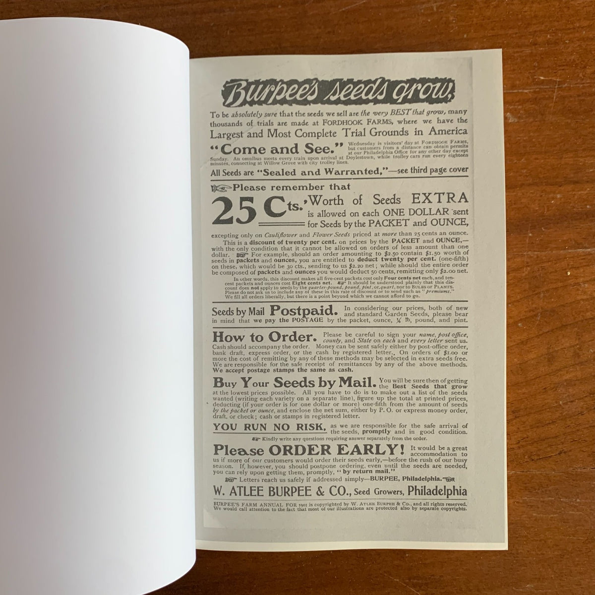 1901 Burpee's Farm Annual, Quarter-Century Edition