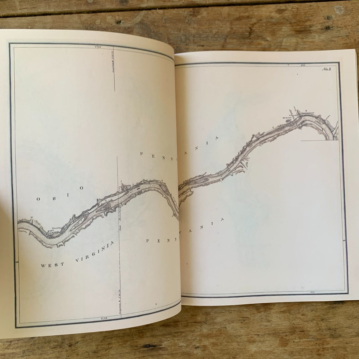 1881 Atlas Map of the Ohio River from Pittsburgh to Cairo, Illinois