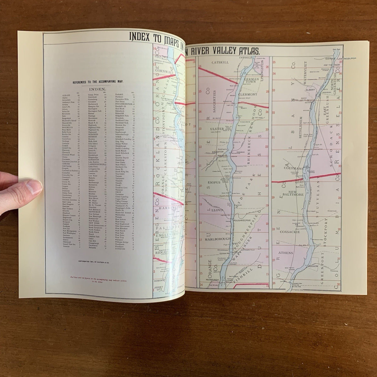 1891 Atlas of the Hudson River Valley New York City to Troy