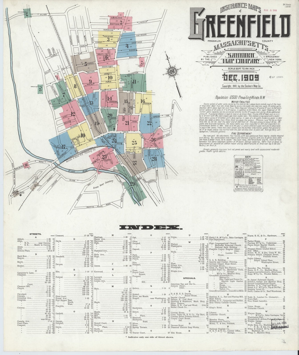 1909 Fire Insurance Maps and Atlas of Greenfield, Massachusetts