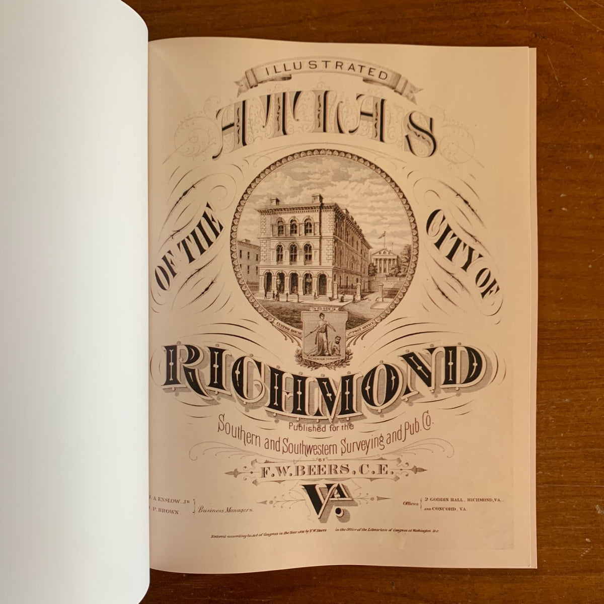 1877 Illustrated Atlas of the City of Richmond Virginia Post Civil War
