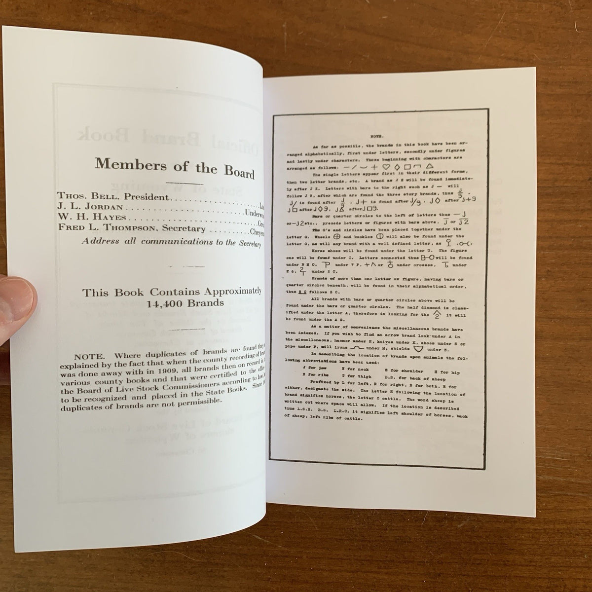 1916 Official Brand Book of the State of Wyoming: Live Stock Laws