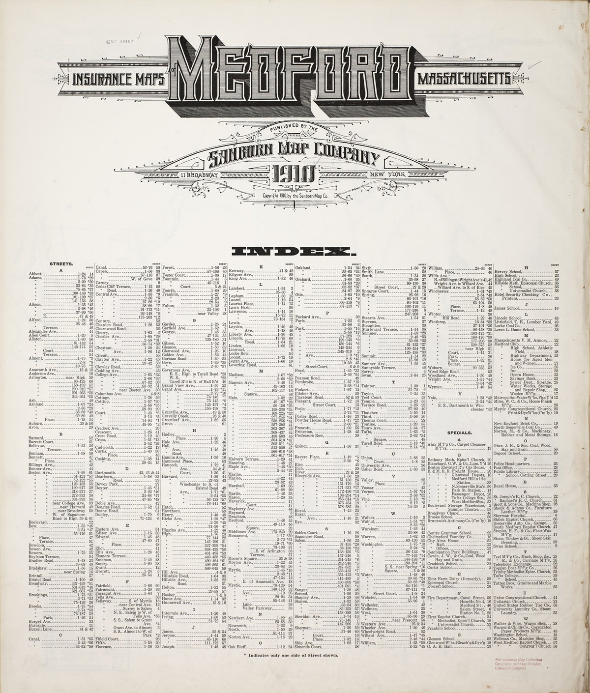 1910 Fire Insurance Maps and Atlas of Medford, Massachusetts