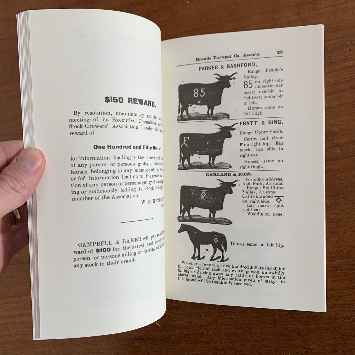 1885 Brand Book of Yavapai County [Arizona] Stock Growers’ Association
