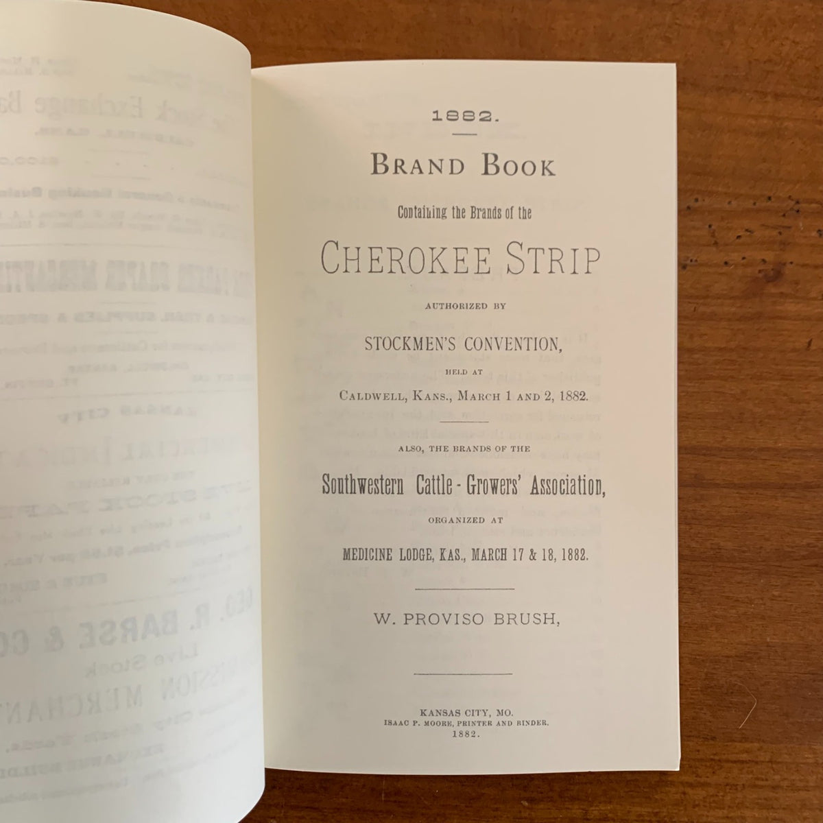 1882 Brand Book Cherokee Strip Southwestern Cattle-Growers' Assoc.