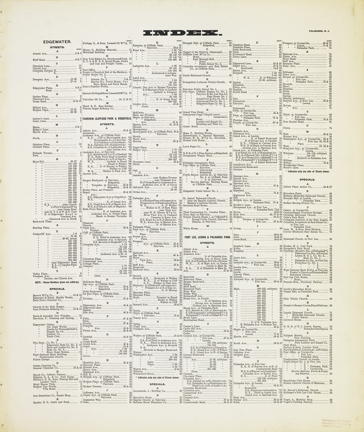 1911 Fire Insurance Maps and Atlas of the Palisades, New Jersey