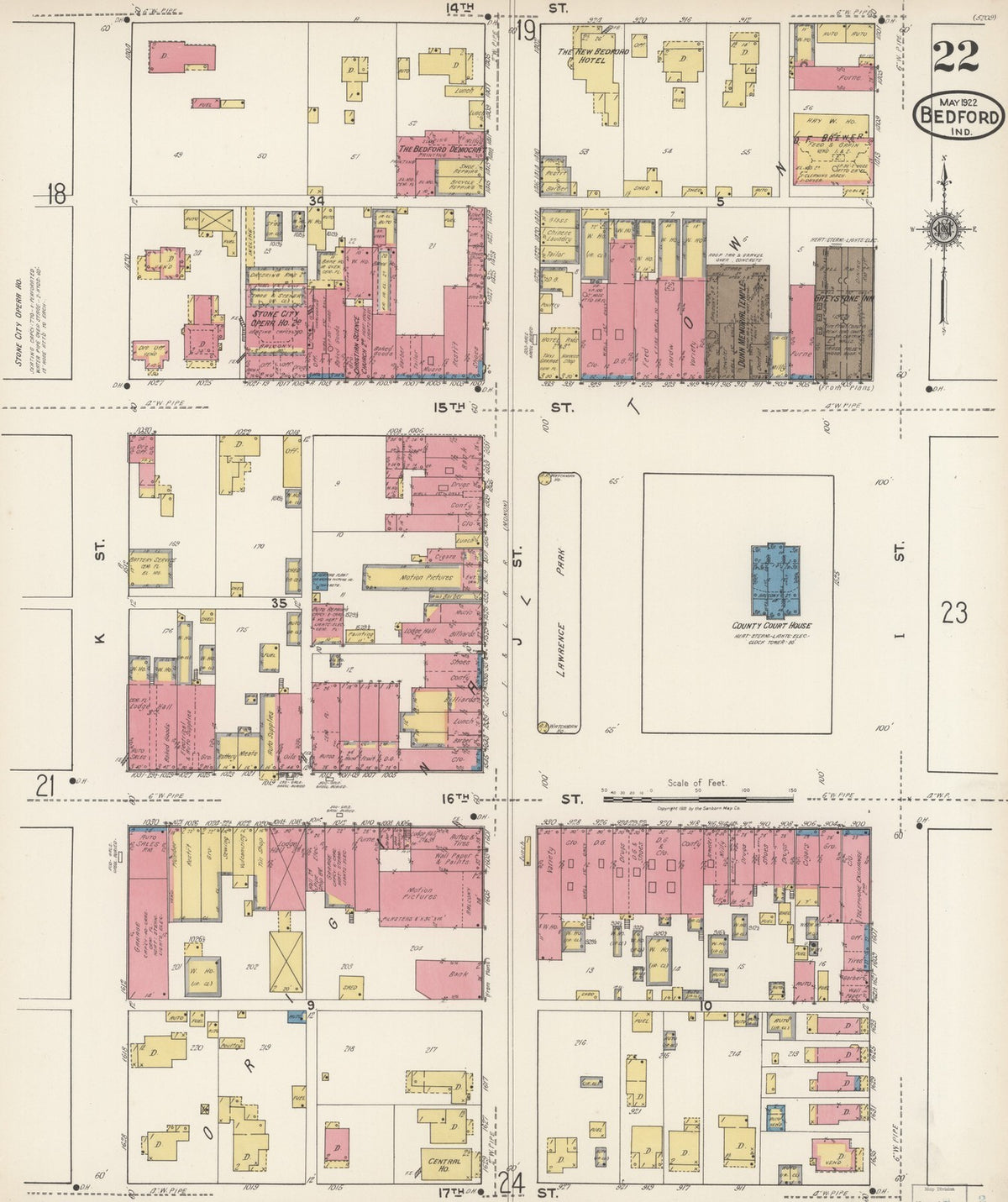 1922 Fire Insurance Maps and Atlas of Bedford and Oolitic, Indiana