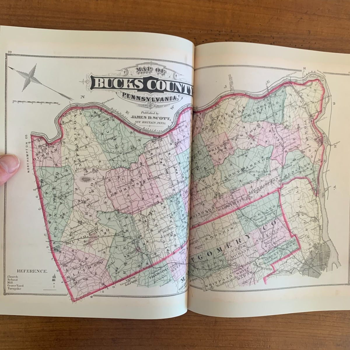 1876 Combination Atlas Map of Bucks County, Pennsylvania