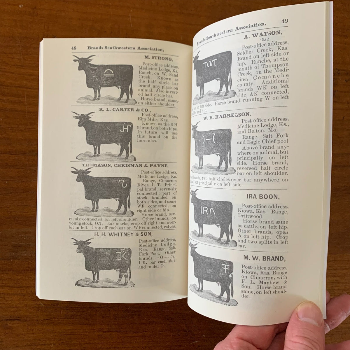 1882 Brand Book Cherokee Strip Southwestern Cattle-Growers' Assoc.