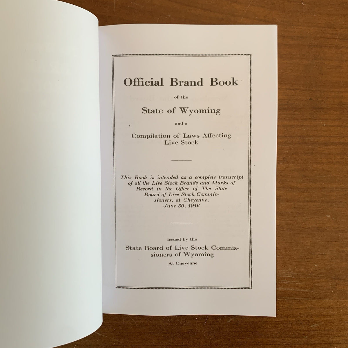 1916 Official Brand Book of the State of Wyoming: Live Stock Laws