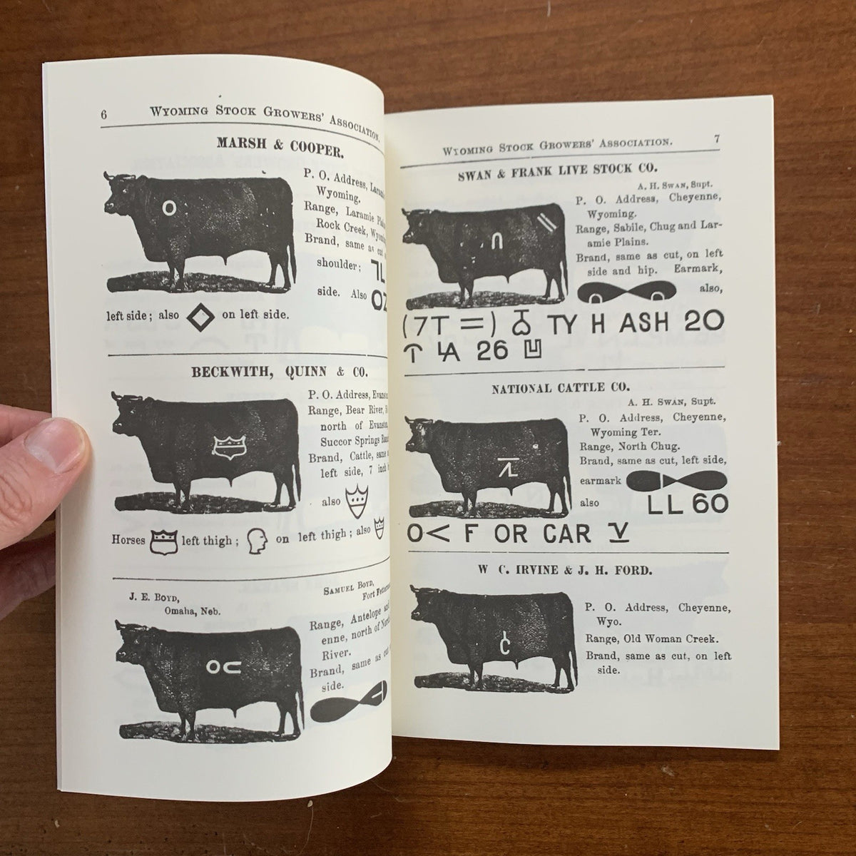 1882 Cattle Brands Owned By Members Of The Wyoming Stock Growers