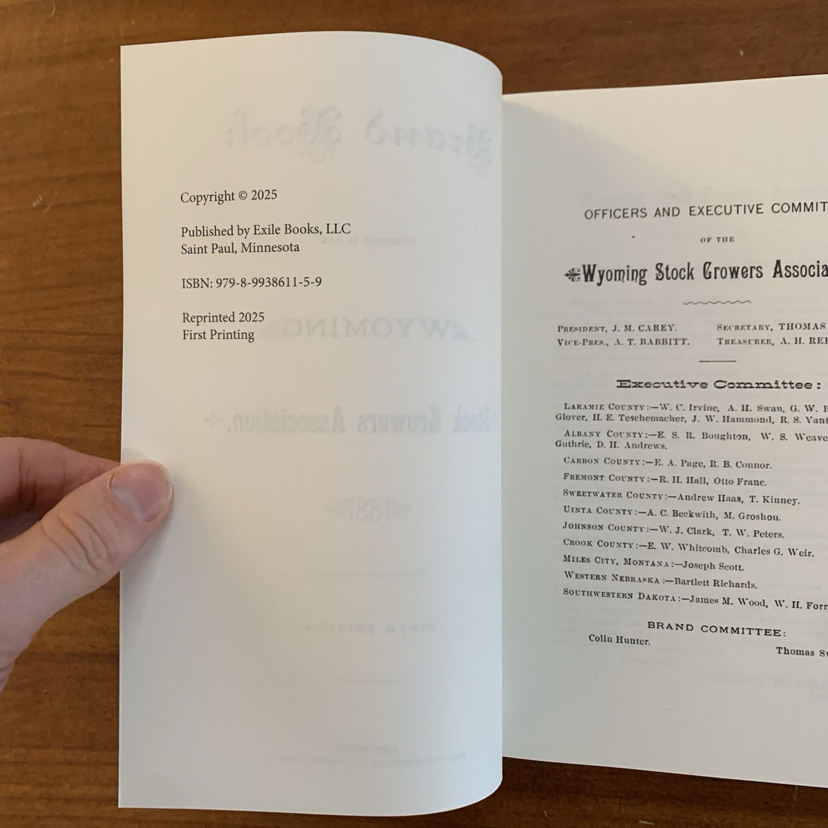1887 Brand Book Published by the Wyoming Stock Growers Association