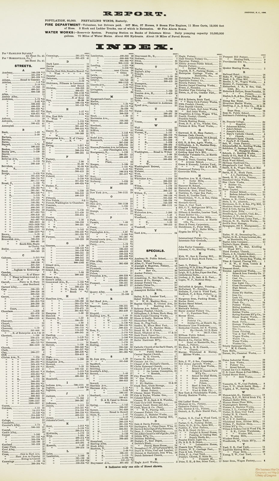 1890 Fire Insurance Maps and Atlas of Trenton, New Jersey