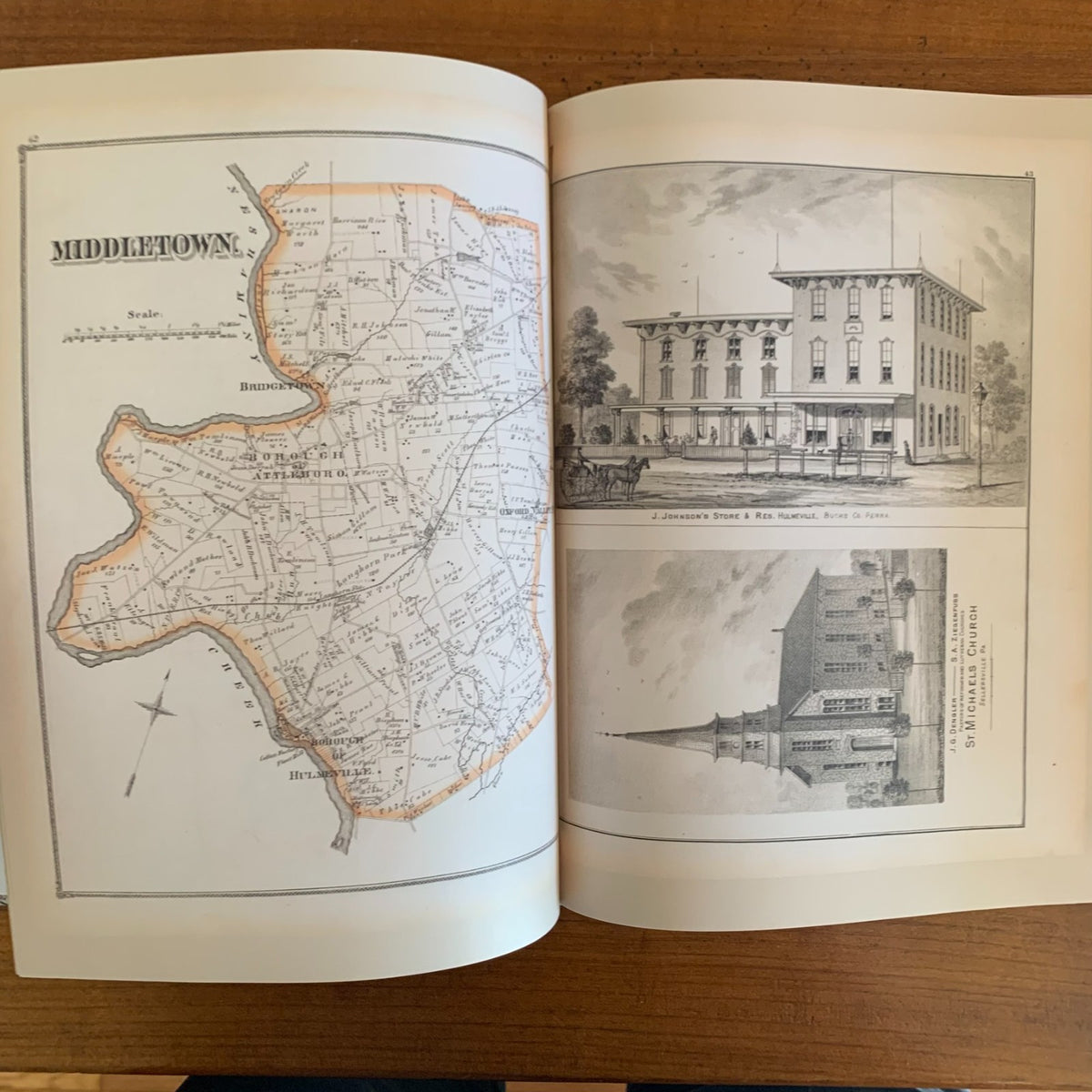 1876 Combination Atlas Map of Bucks County, Pennsylvania