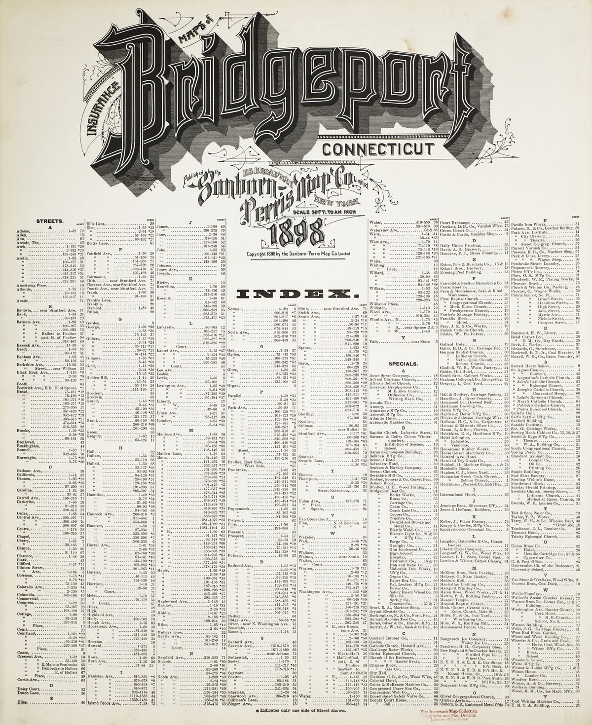 1898 Fire Insurance Maps and Atlas of Bridgeport, Connecticut
