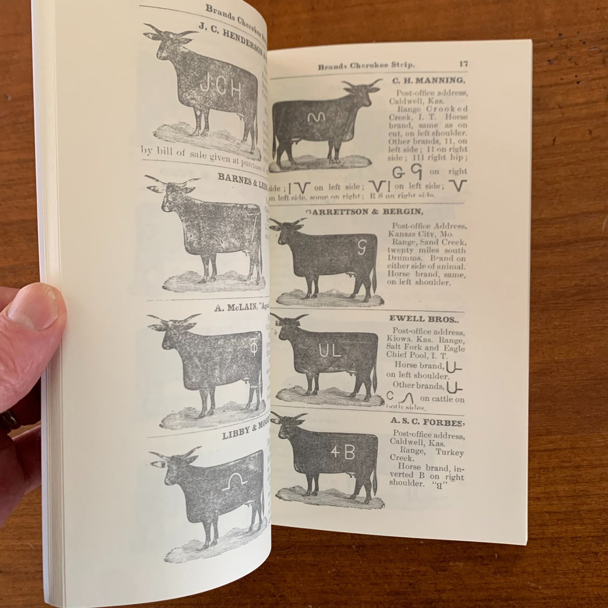 1882 Brand Book Cherokee Strip Southwestern Cattle-Growers' Assoc.