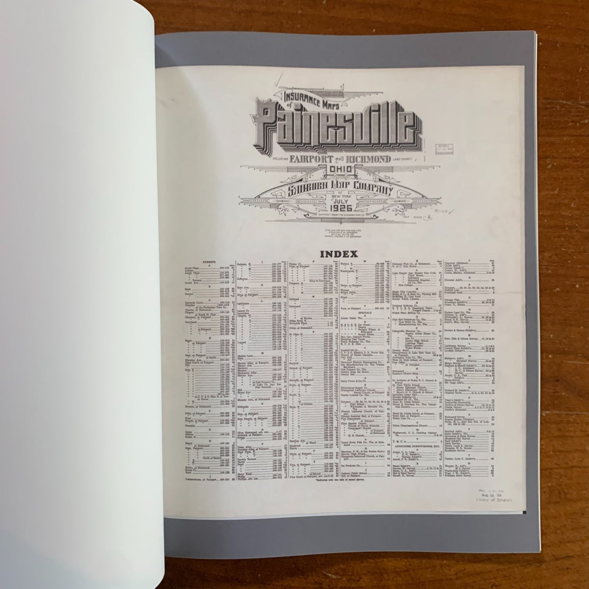 1926 Sanborn Fire Insurance Maps and Atlas of Painesville, Ohio