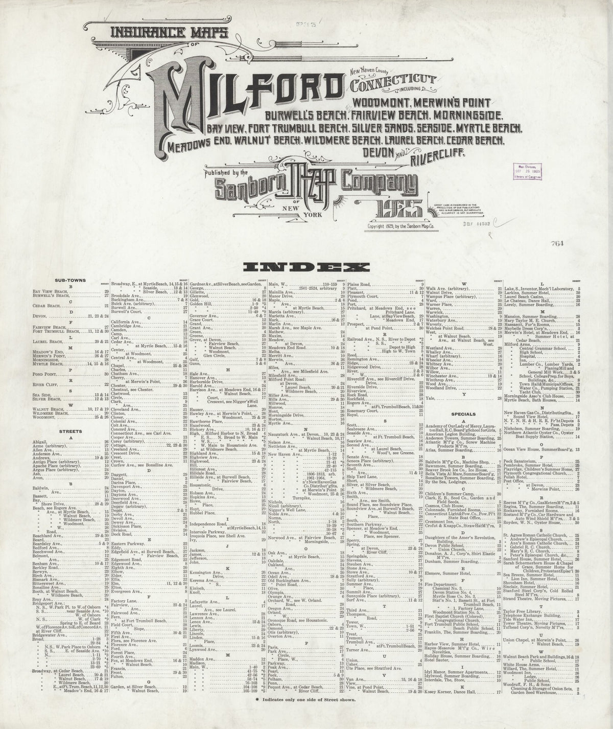 1925 Fire Insurance Maps and Atlas of Milford, Connecticut