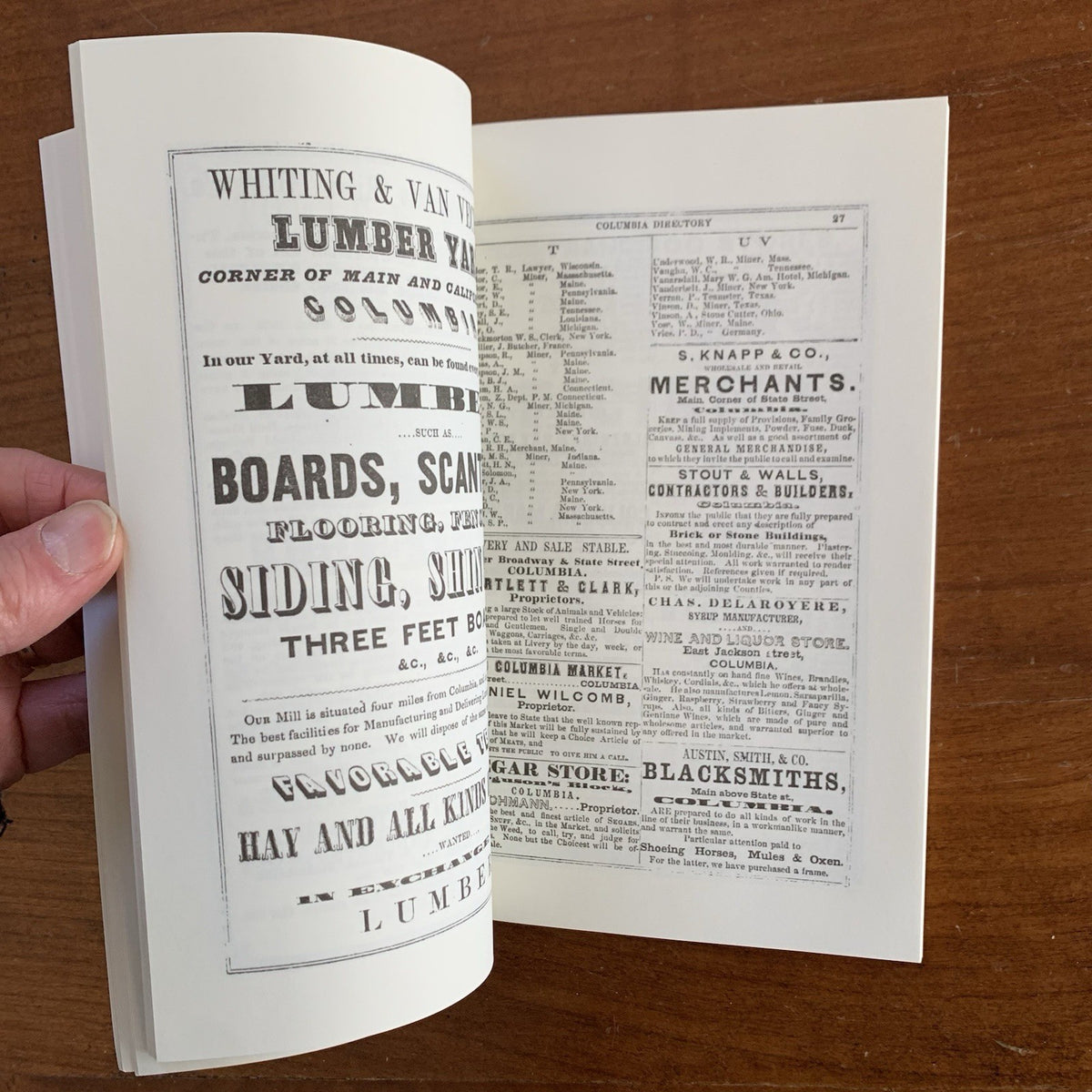 1856 Miners & Business Men’s Directory for Tuolumne California