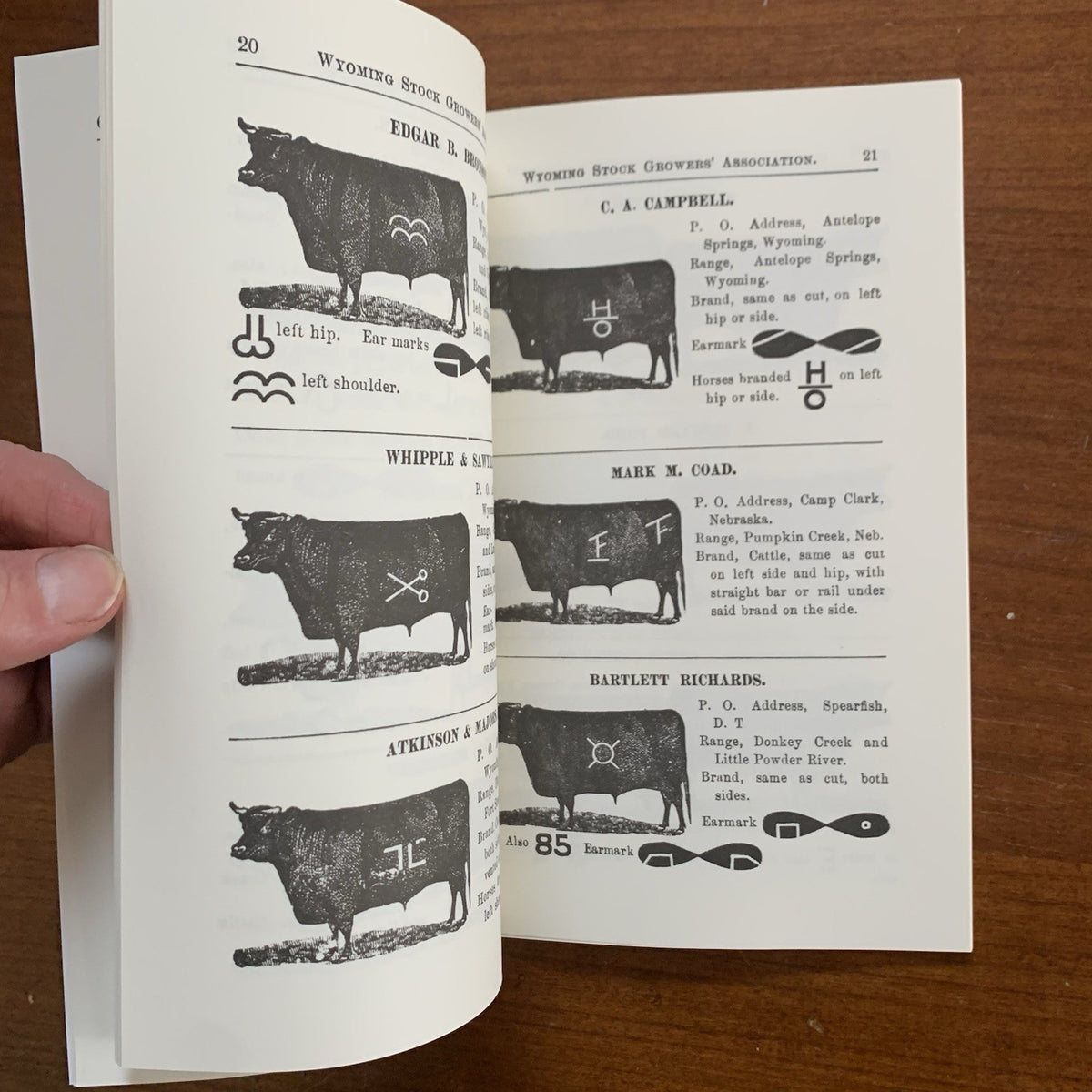 1882 Cattle Brands Owned By Members Of The Wyoming Stock Growers
