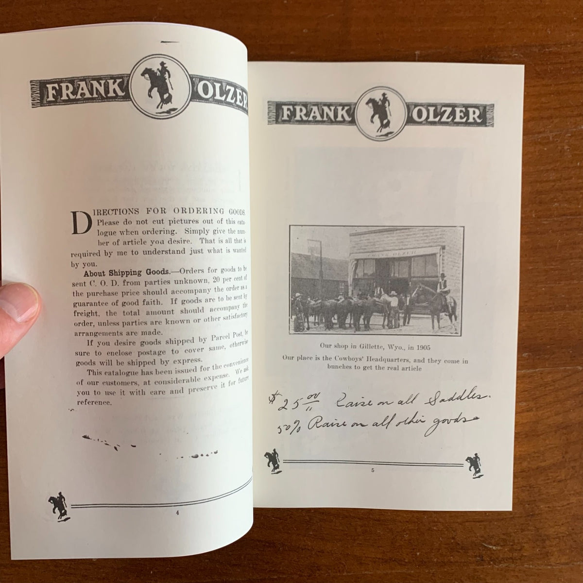 Frank Olzer & Arizona Saddlery Co. Catalogue and Price List No. 5