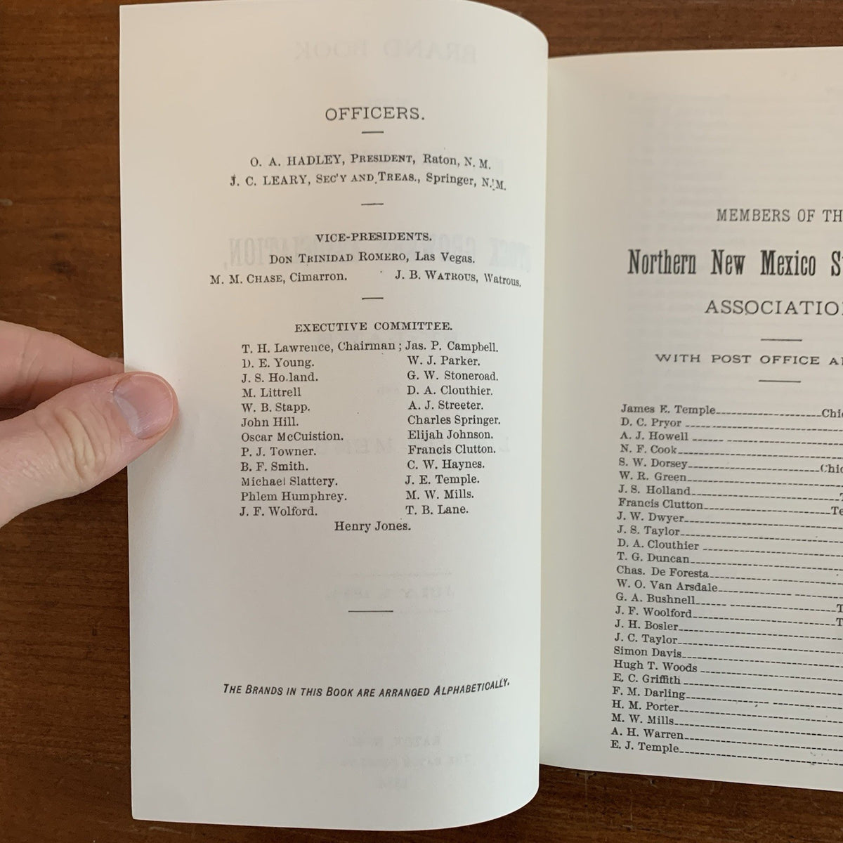 1884 Brand Book of the Northern New Mexico Stock Growers' Association