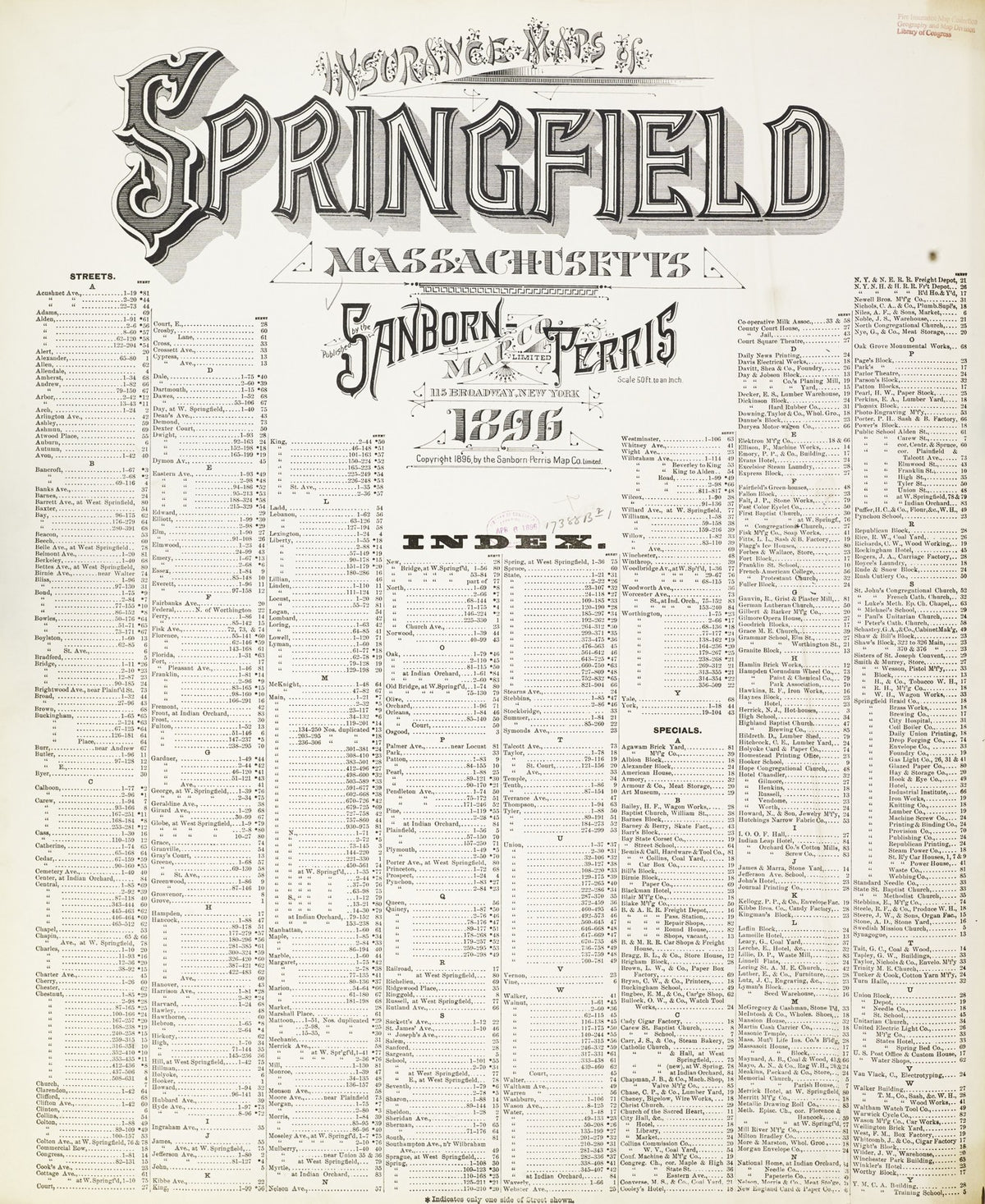 1896 Fire Insurance Maps and Atlas of Springfield, Massachusetts