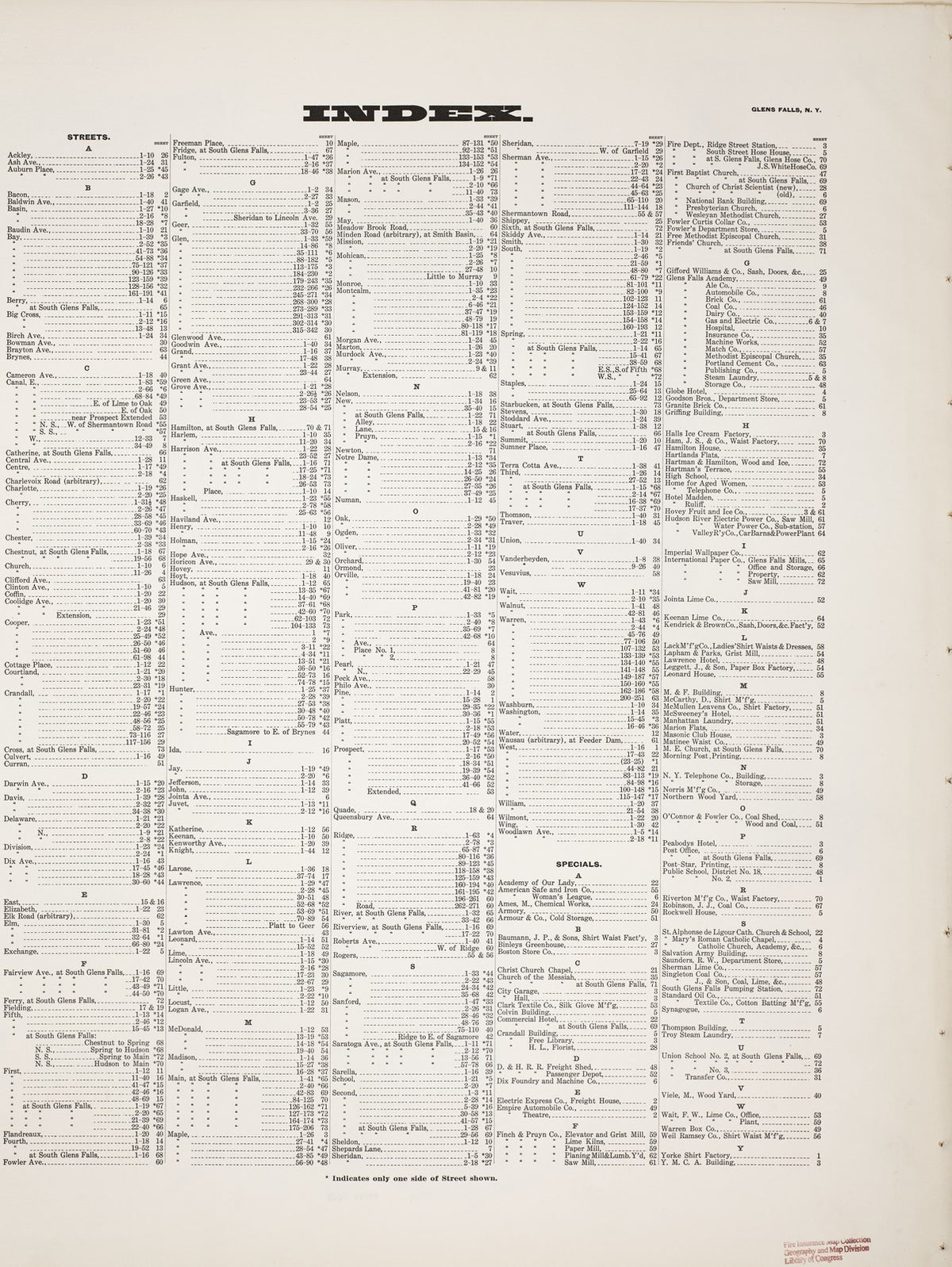1911 Fire Insurance Maps and Atlas of Glens Falls, New York