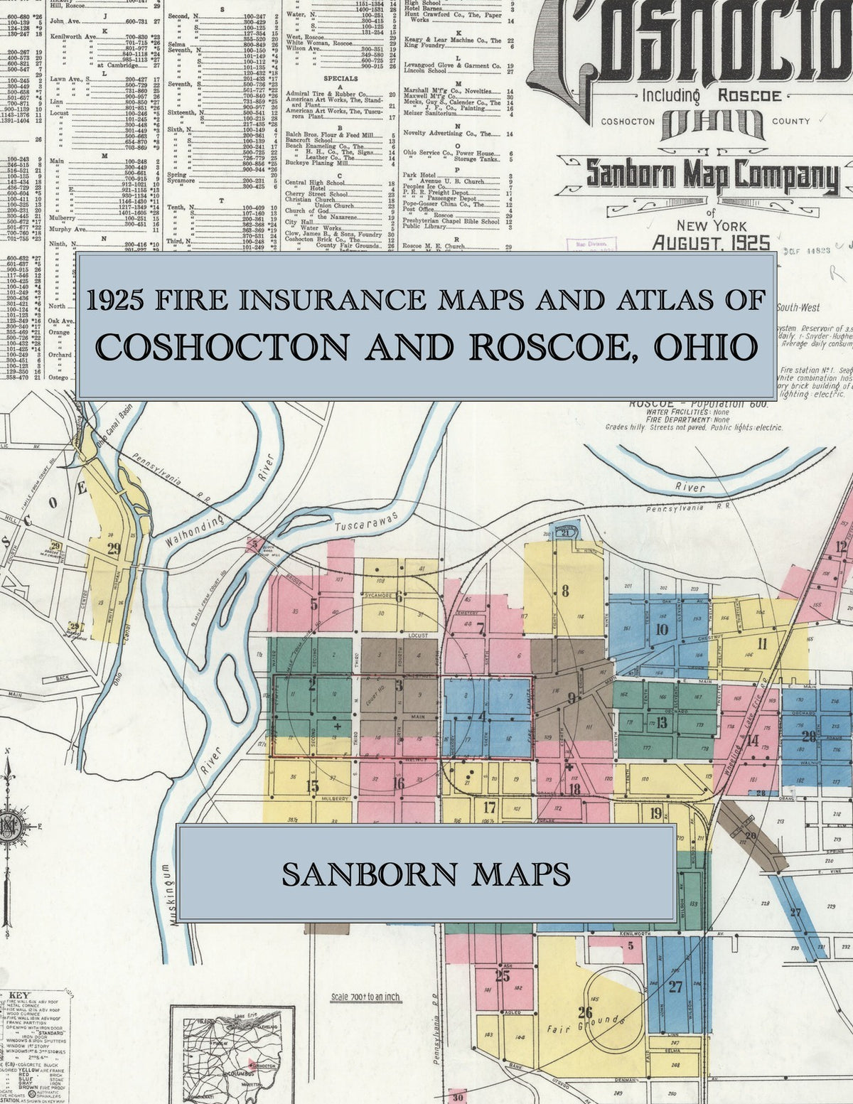 1925 Fire Insurance Maps and Atlas of Coshocton and Roscoe, Ohio
