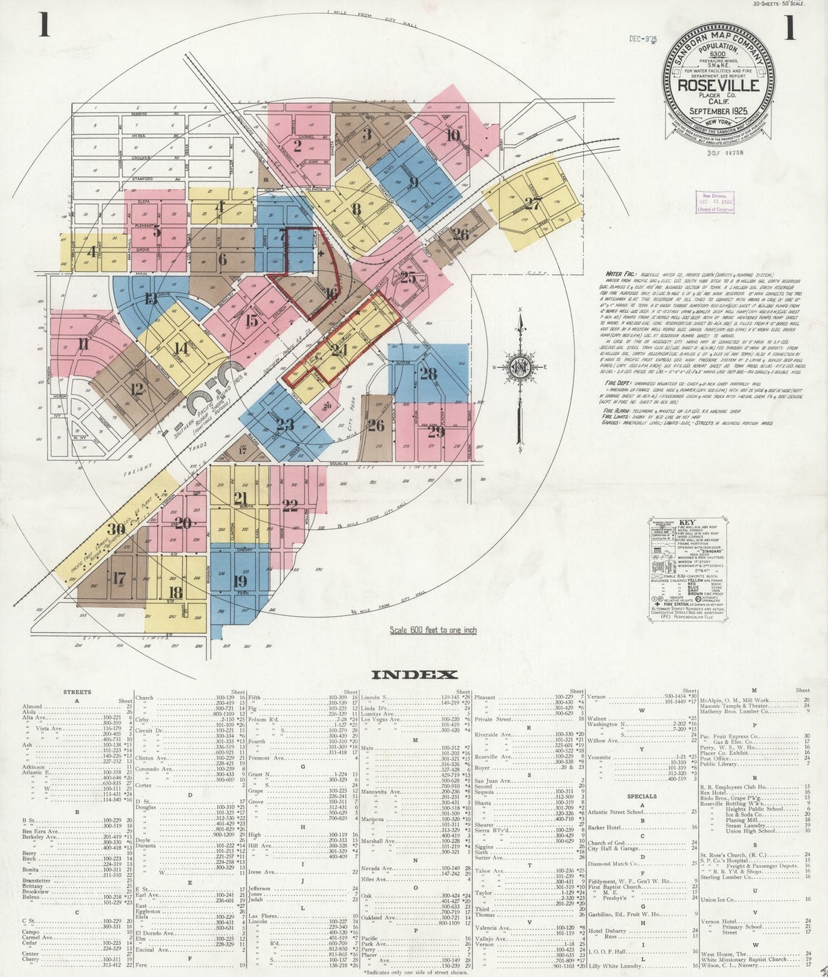 1925 Fire Insurance Maps and Atlas of Roseville, California