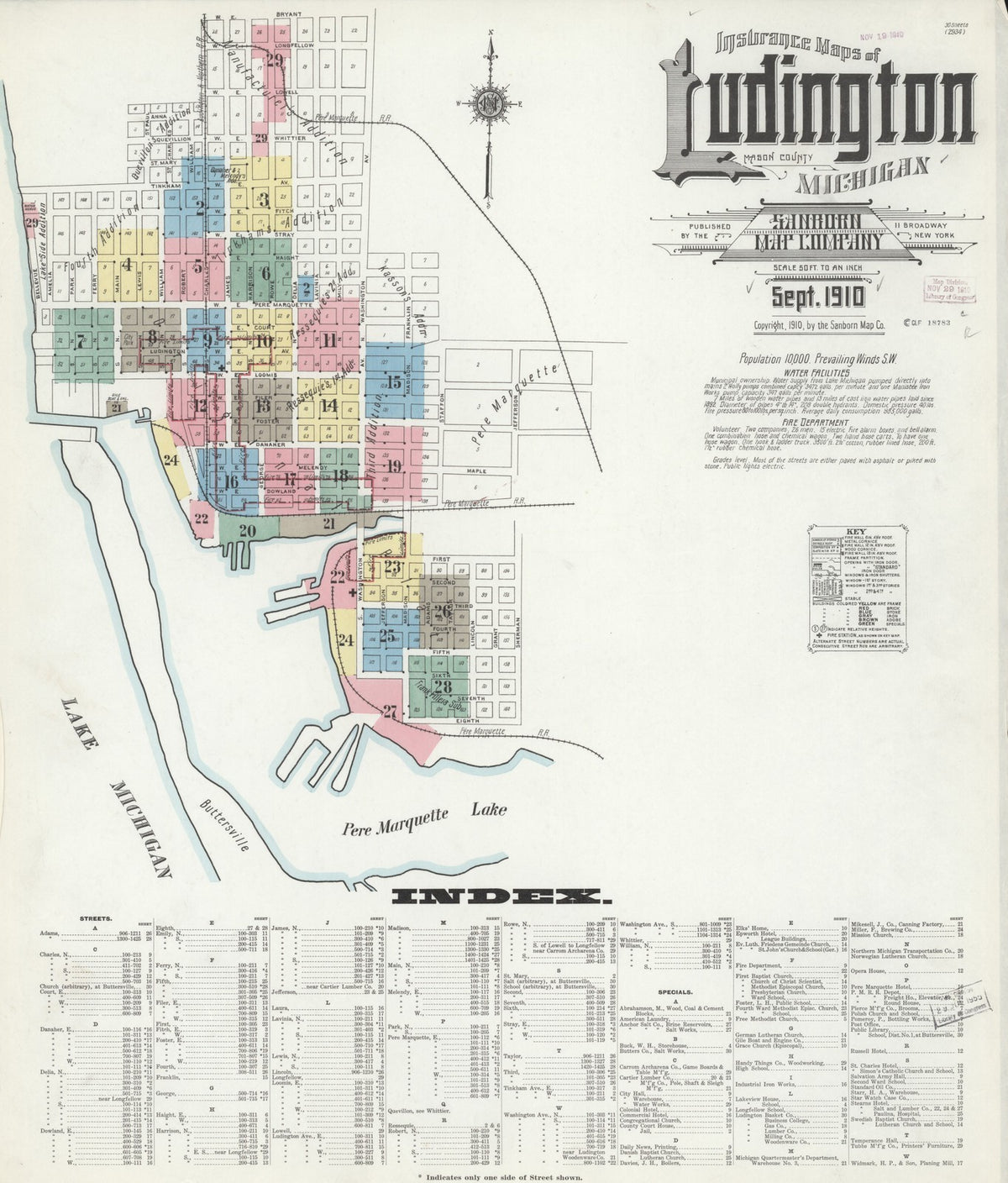 1910 Fire Insurance Maps and Atlas of Ludington, Michigan