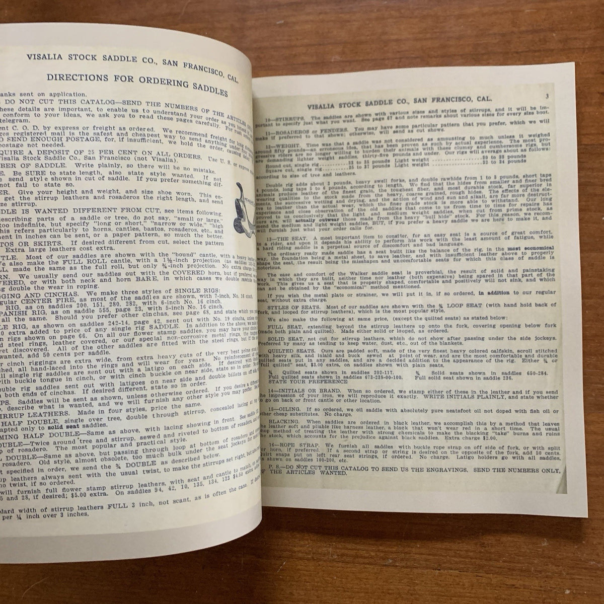 1911 Visalia Stock Saddle Co. Catalogue catalog No.17 Horse Tack