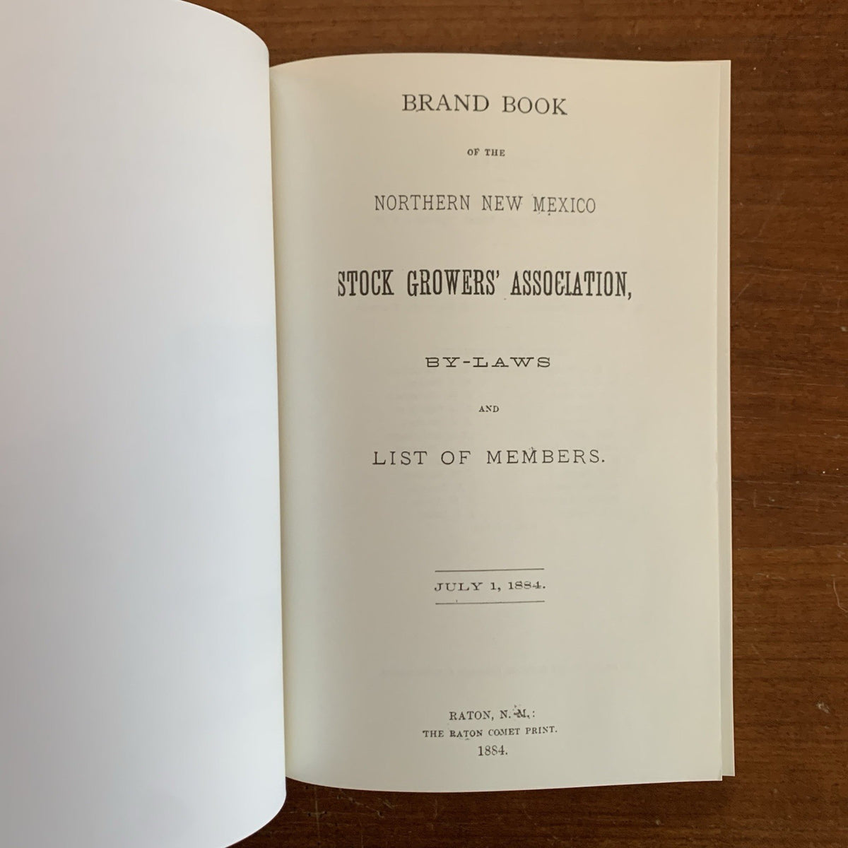 1884 Brand Book of the Northern New Mexico Stock Growers' Association