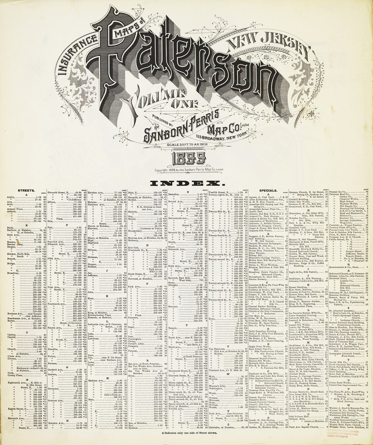 1899 Fire Insurance Maps and Atlas of Paterson, New Jersey, Volume 1