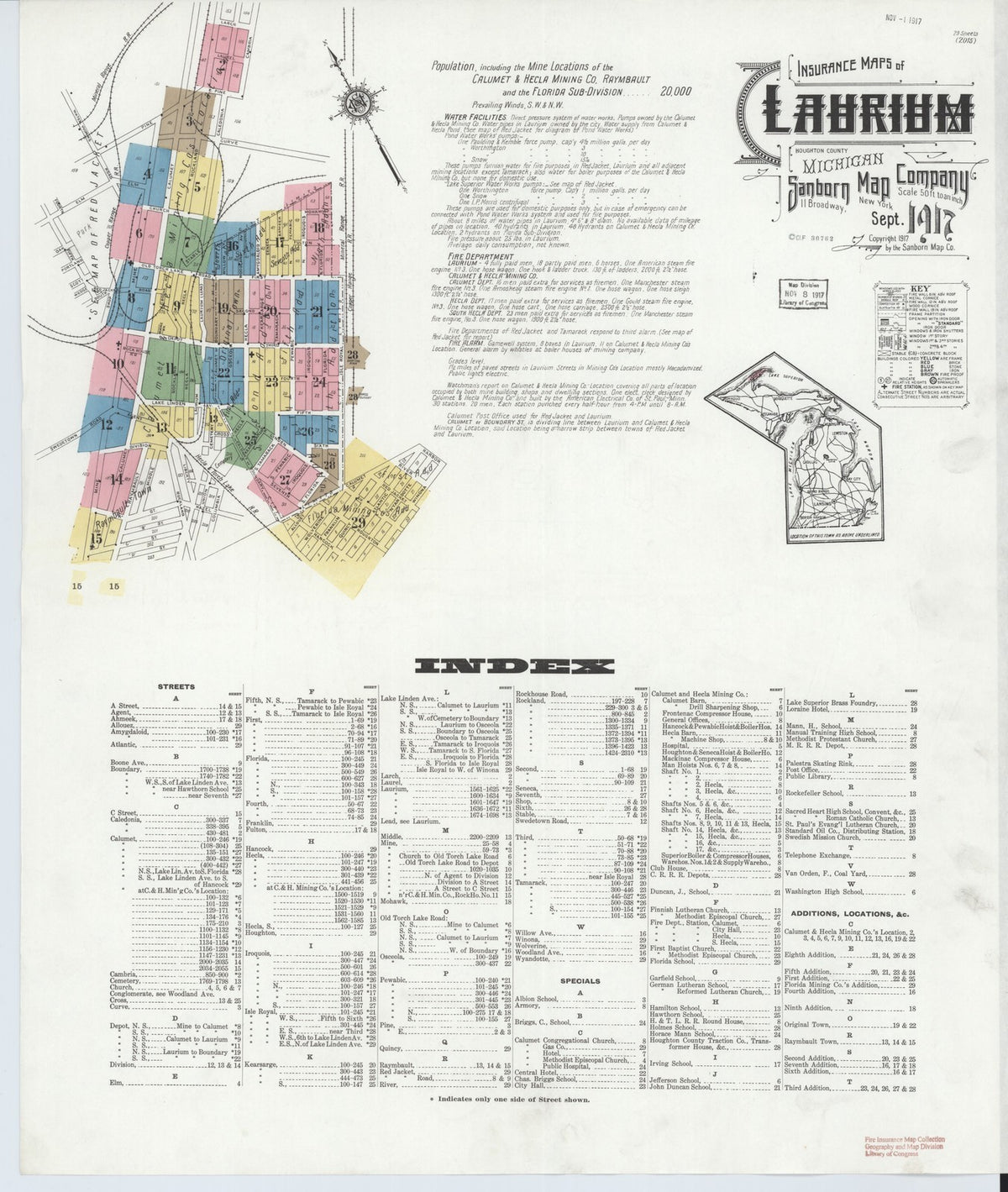 1917 Fire Insurance Maps and Atlas of Laurium, Michigan