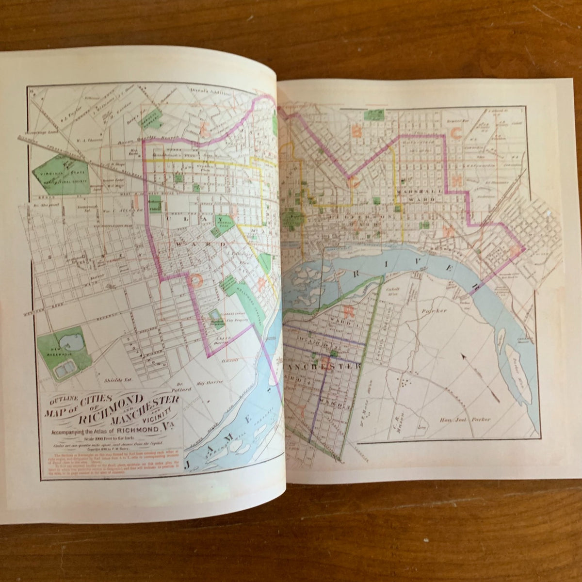 1877 Illustrated Atlas of the City of Richmond Virginia Post Civil War