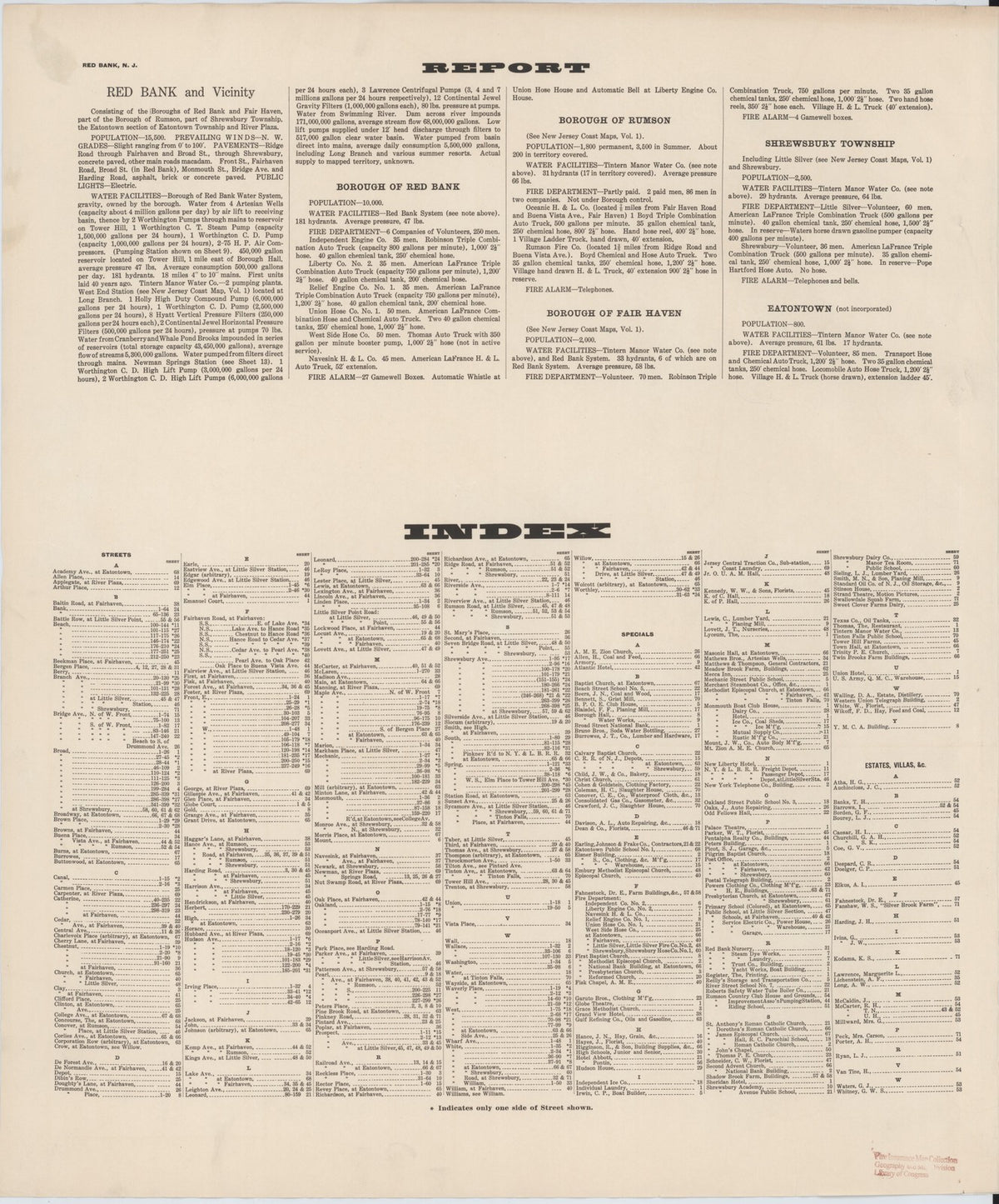 1922 Fire Insurance Maps and Atlas of Red Bank, New Jersey