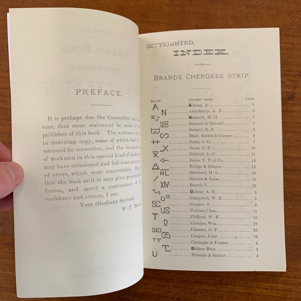 1882 Brand Book Cherokee Strip Southwestern Cattle-Growers' Assoc.
