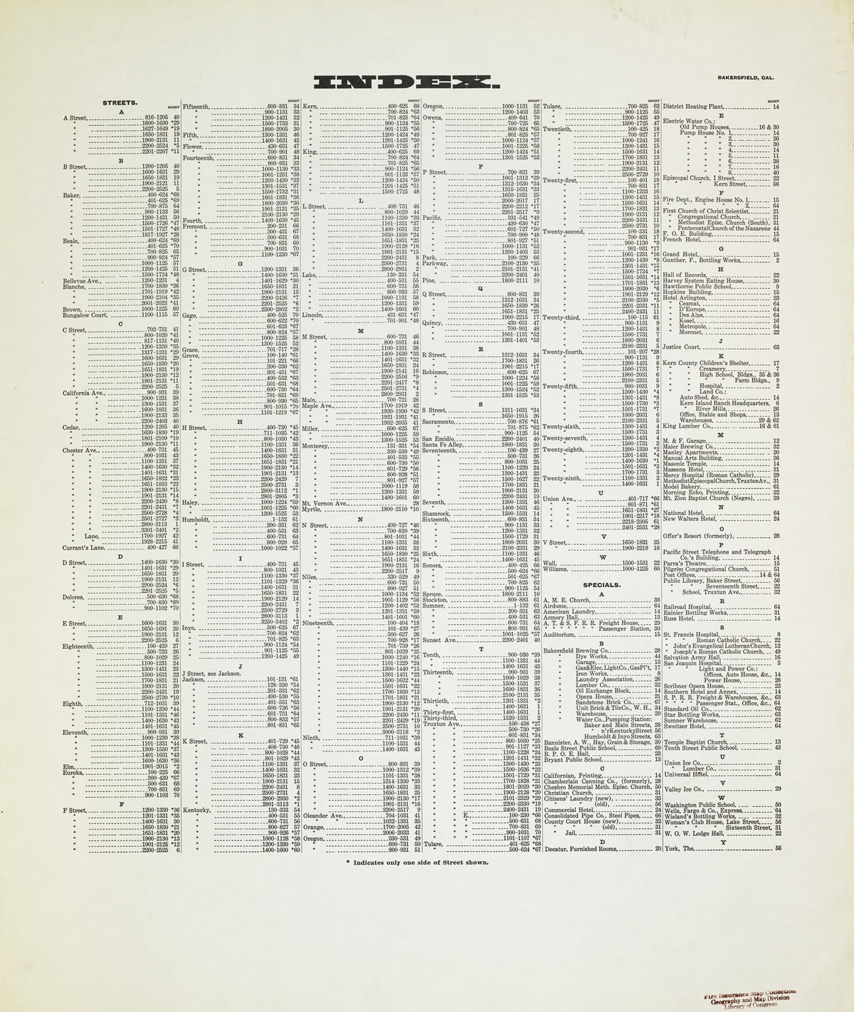 1912 Fire Insurance Maps and Atlas of Bakersfield, California