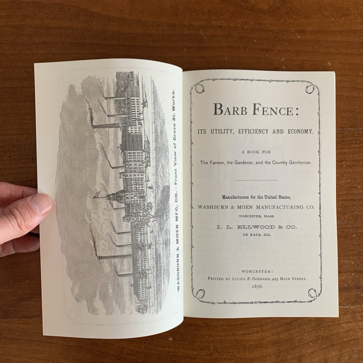 1876 Barb Fence Glidden Barbed Wire Catalog: Washburn & Moen
